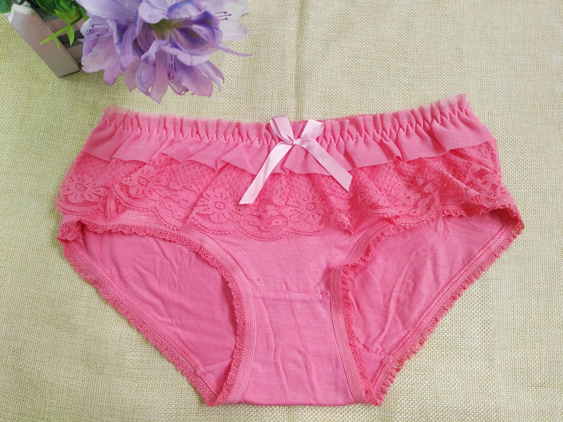 内裤批发 莫代尔女士内裤 糖果色三角裤