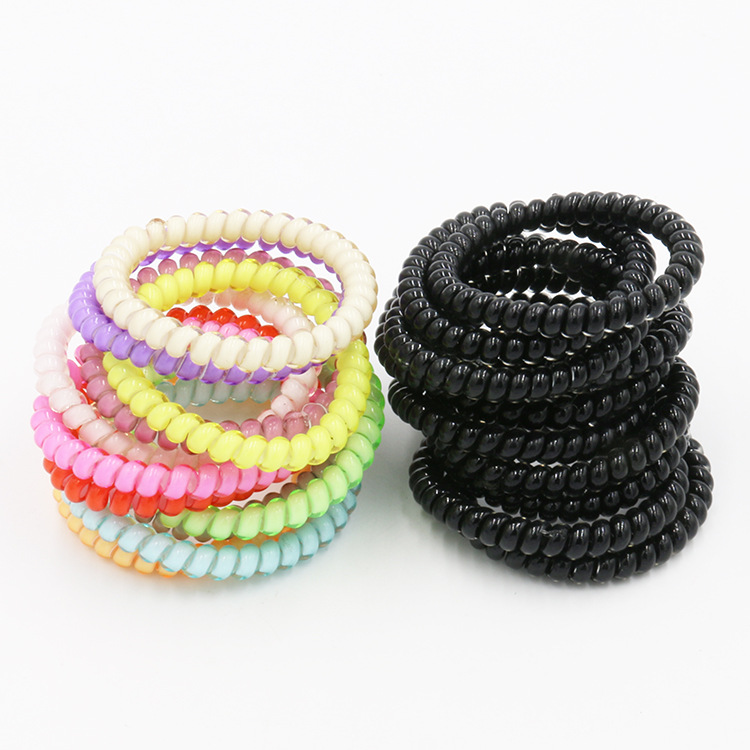 韩版简约饰品 糖果色电话线发圈头绳发饰扎发绳橡皮筋女头饰头花