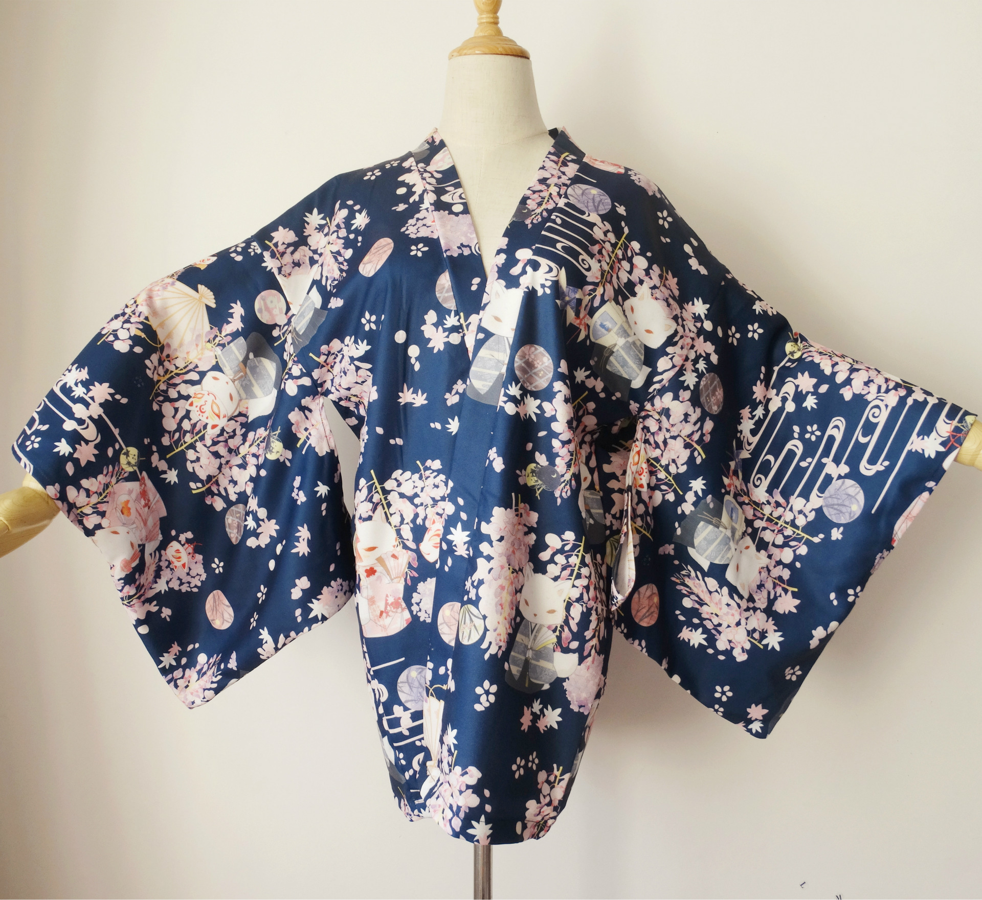 现货包邮 紫藤狐浴衣羽织短裤 日系软妹数码印花防晒百搭外套