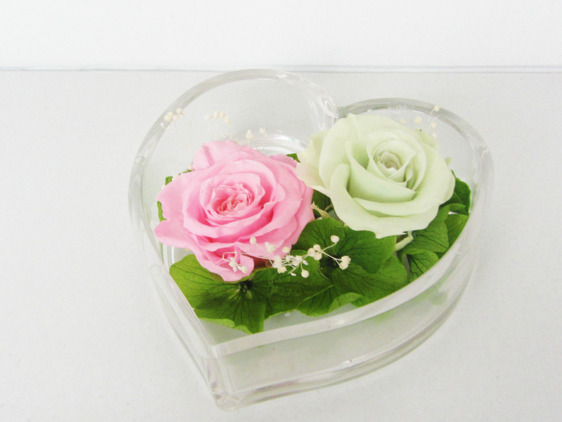 永生花两朵玫瑰情人节创意新奇亚克力爱心送女朋友520创意礼物