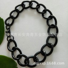 广东厂家专业生产欧美时尚简约大气不锈钢真空镀黑色手链