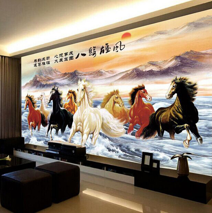 蒙娜丽莎十字绣正品新款马到成功八骏图印