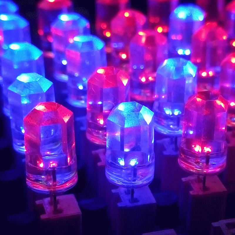 led灯珠 直插f8mm发光二极管 红绿 红蓝 双闪 六角灯珠