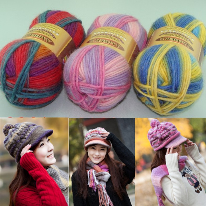 悉尼乐谱线安伯士多彩围巾帽子毛线编织围巾线段染毛线针线批发