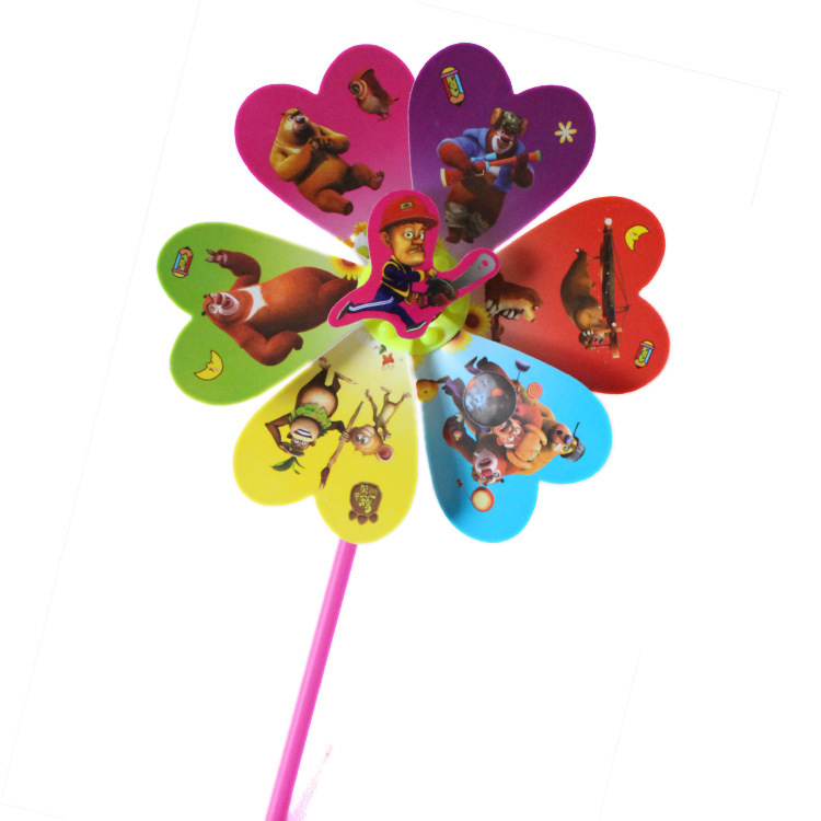 儿童笑脸卡通大风车玩具 热卖卡通图案风车儿童太阳花风车批发