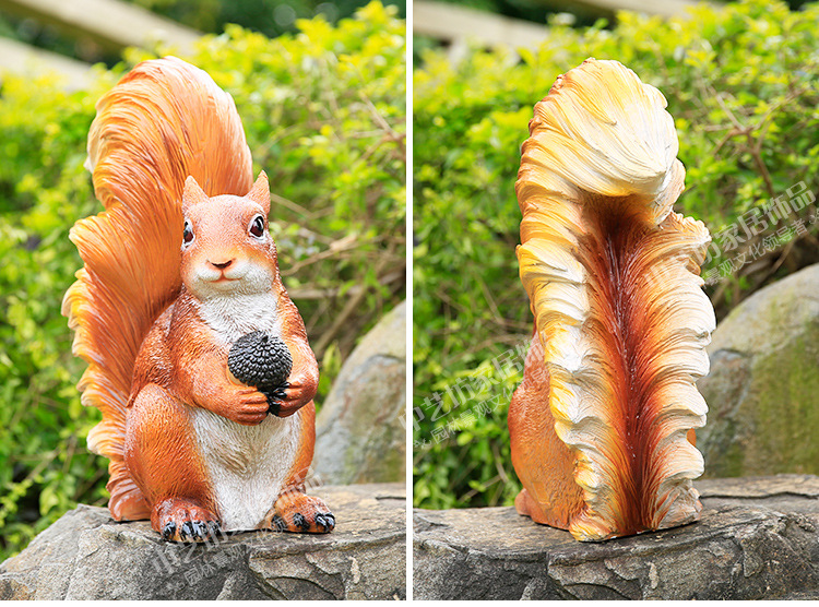 仿真小动物松鼠摆件树脂工艺品雕塑别墅花园庭院子户外园林装饰品