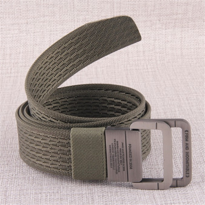 新款皮带时尚百搭双环扣男士帆布腰带尼龙休闲腰带户外腰带