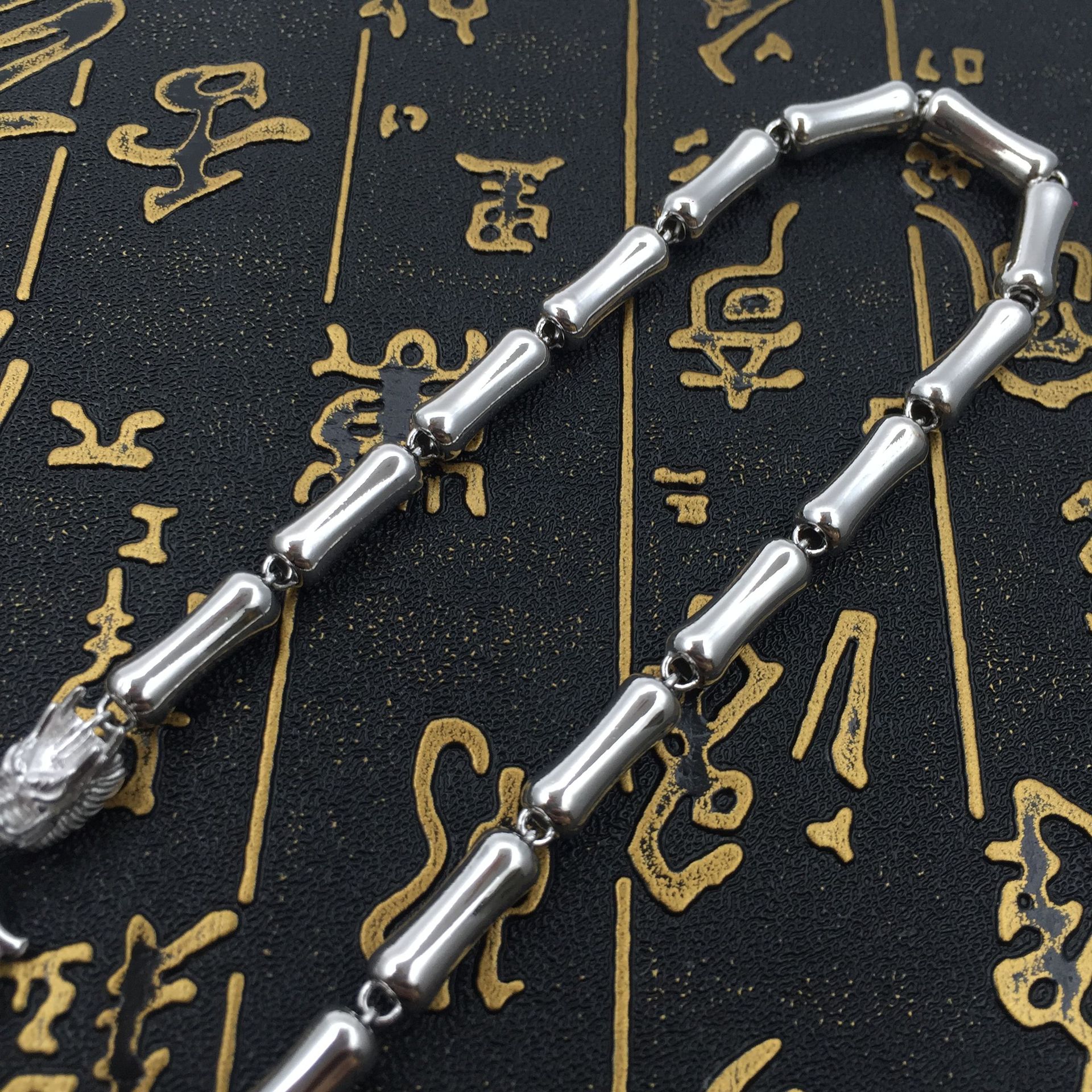 纯银925项链 时尚霸气男士龙头项链 m扣圆筒男士链 4n-5n可选