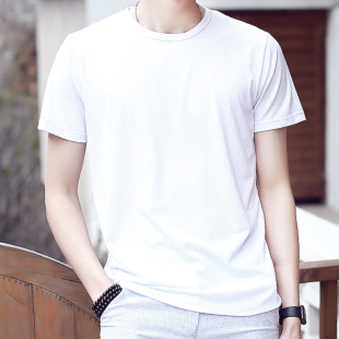 批发夏季新款男士短袖t恤纯棉汗衫休闲圆领体恤男纯色文化衫班服