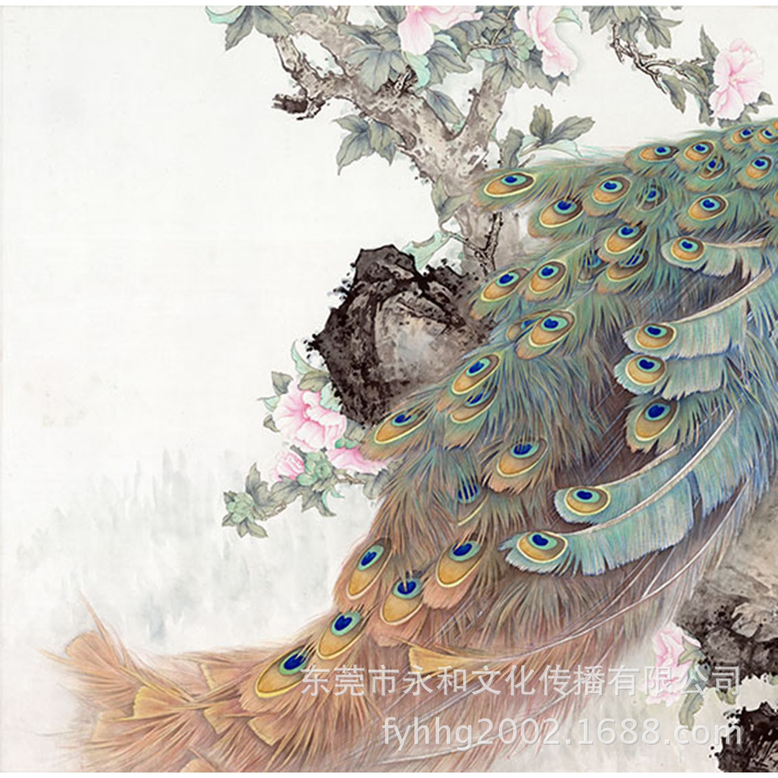 【中外经典名画-高端装饰文教礼品】李晓明 孔雀富贵
