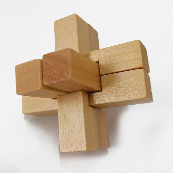 批发彩/本色六根 孔明锁 鲁班锁成人木制 益智玩具解扣解锁六通