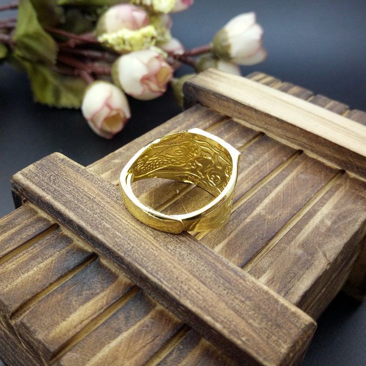 生产批发镀金手饰 富贵发字男士戒指镀金戒指 摆地摊货源