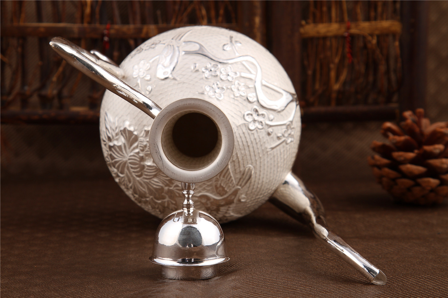 纯手工银壶酒具 银酒壶纯银999饮酒壶 纯银酒壶一张打银壶酒具