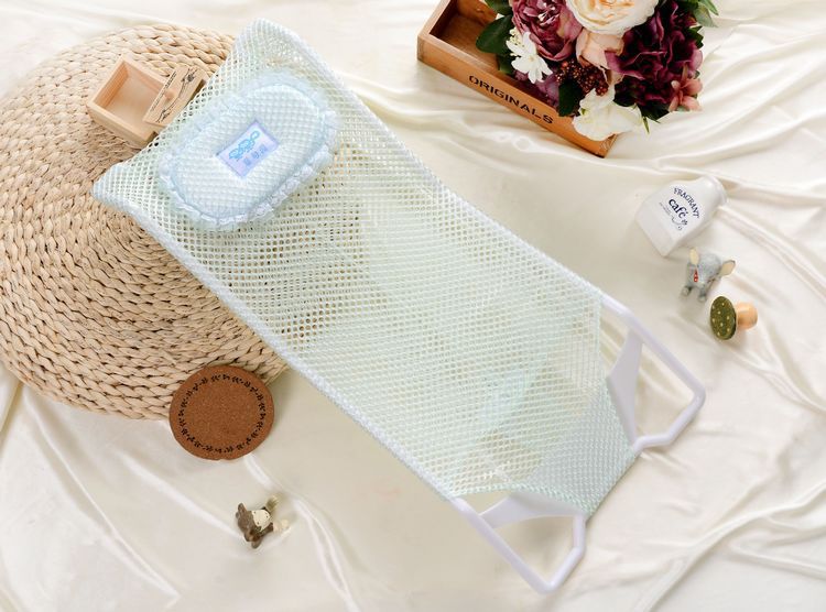 婴甸园 婴儿洗澡网兜浴网防滑洗澡网架式网面浴床带枕头浴盆通用