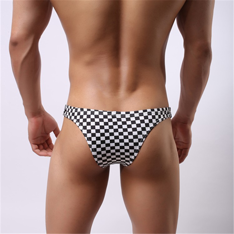 Men's Underwear Plaid Printed Fashion Low Waist Sexy Generous and Upscale Bikini Small Briefs Men's Pants C303