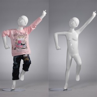 玻璃钢亮白儿童全身服装模特小孩童学生展示假人拍照橱窗展示道具