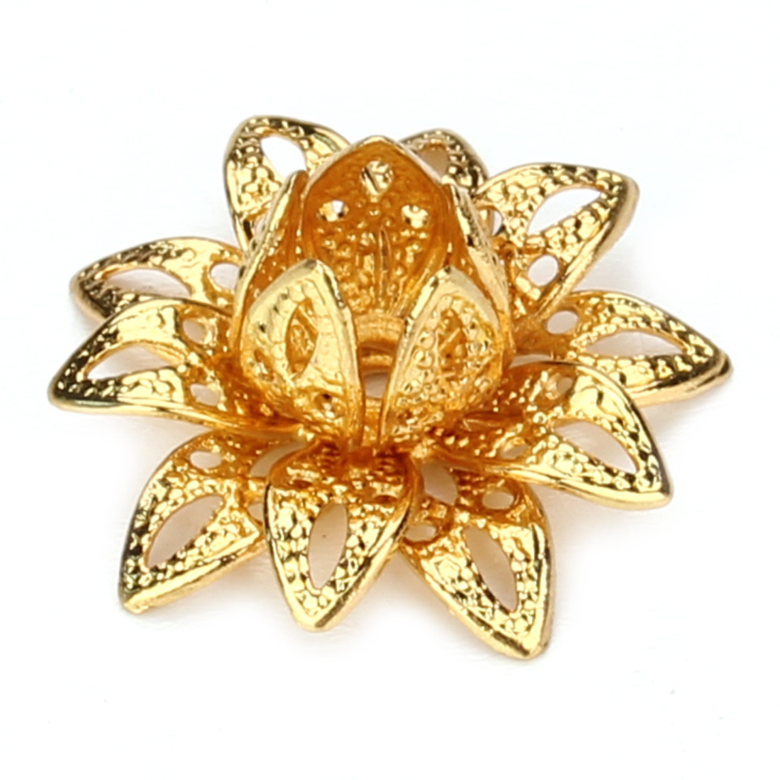 20个/包 diy饰品配件 金银色白k莲花花托镂空铜花托16mm f5199