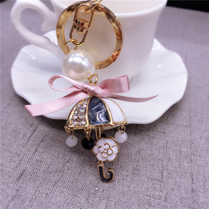 个性礼品小雨伞钥匙扣水钻可爱汽车女士包包挂件钥匙链圈创意饰品