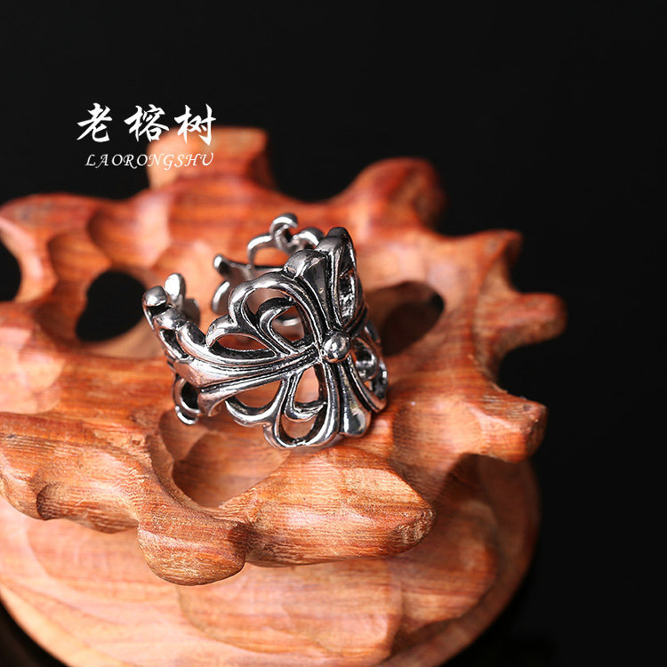 权志龙gd钛钢戒指十字架复古摇滚朋克风开口指环 指环批发