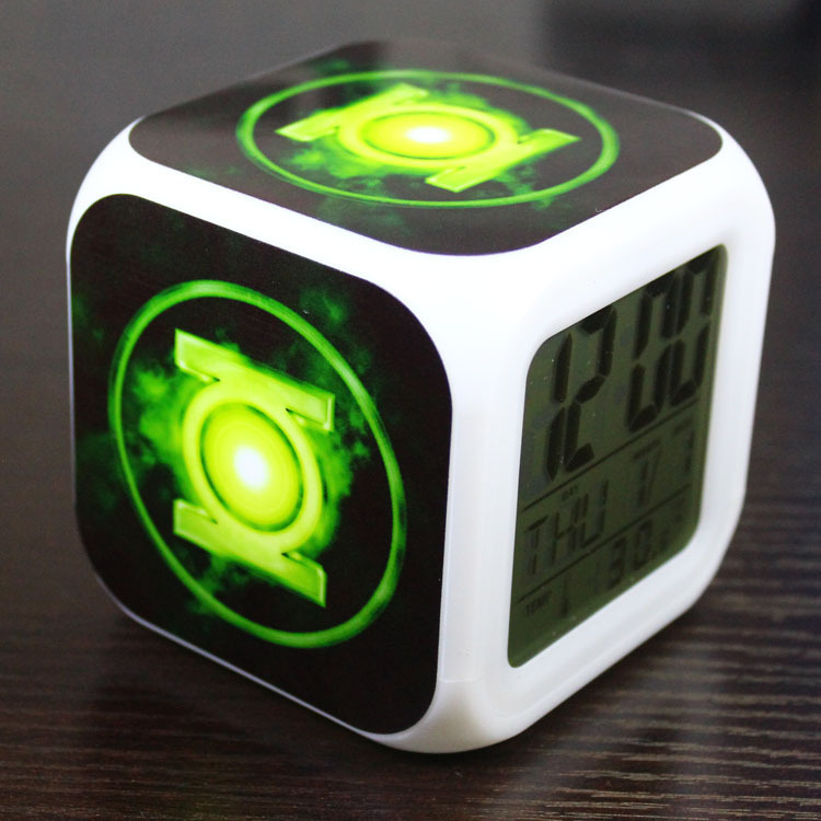 绿灯侠green lantern正义联盟 七彩心情变色闹钟 夜灯时钟