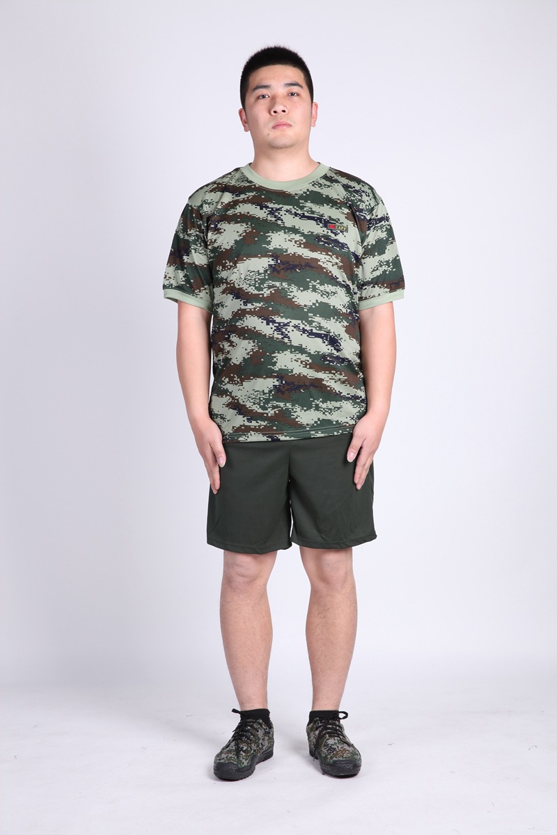 厂家批发军训短袖t恤迷彩服 户外迷彩作训服套装 速干数码迷彩