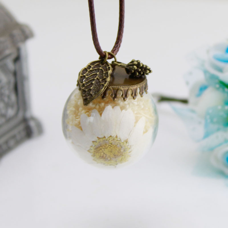 文艺饰品满天星黄金小皱菊干花毛衣链玻璃许愿瓶衣饰