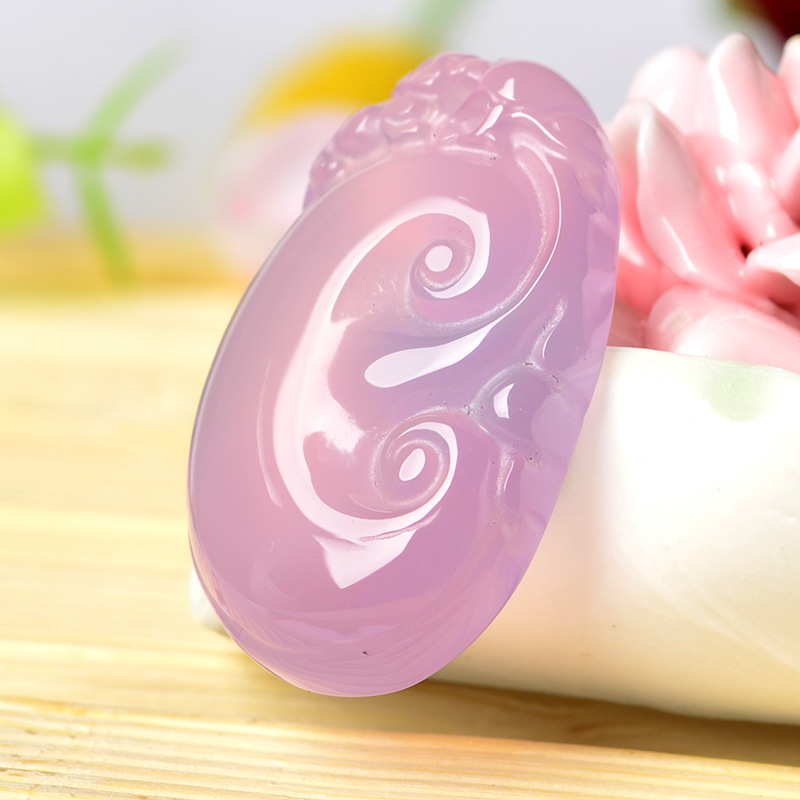 淘宝热销可爱女款精品芙蓉玉粉玉髓玉坠 精美福寿如意挂件批发