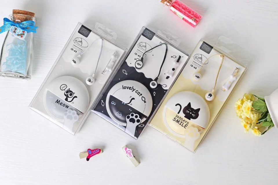 熙彼儿 sibyl 猫咪入耳耳机 精美卡通收纳盒语音耳机 id65