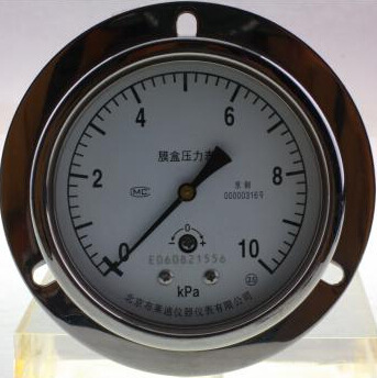 不锈钢轴向前边膜盒压力表