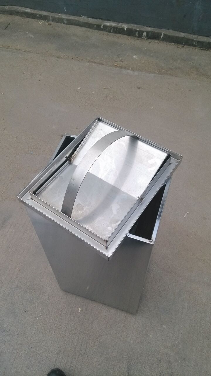 批发不锈钢翻盖正方形垃圾桶 不锈钢果皮桶 电梯口灭烟桶