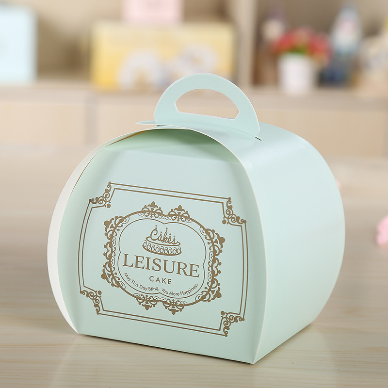 白卡手提西点盒定做 折叠十字甜品打包盒