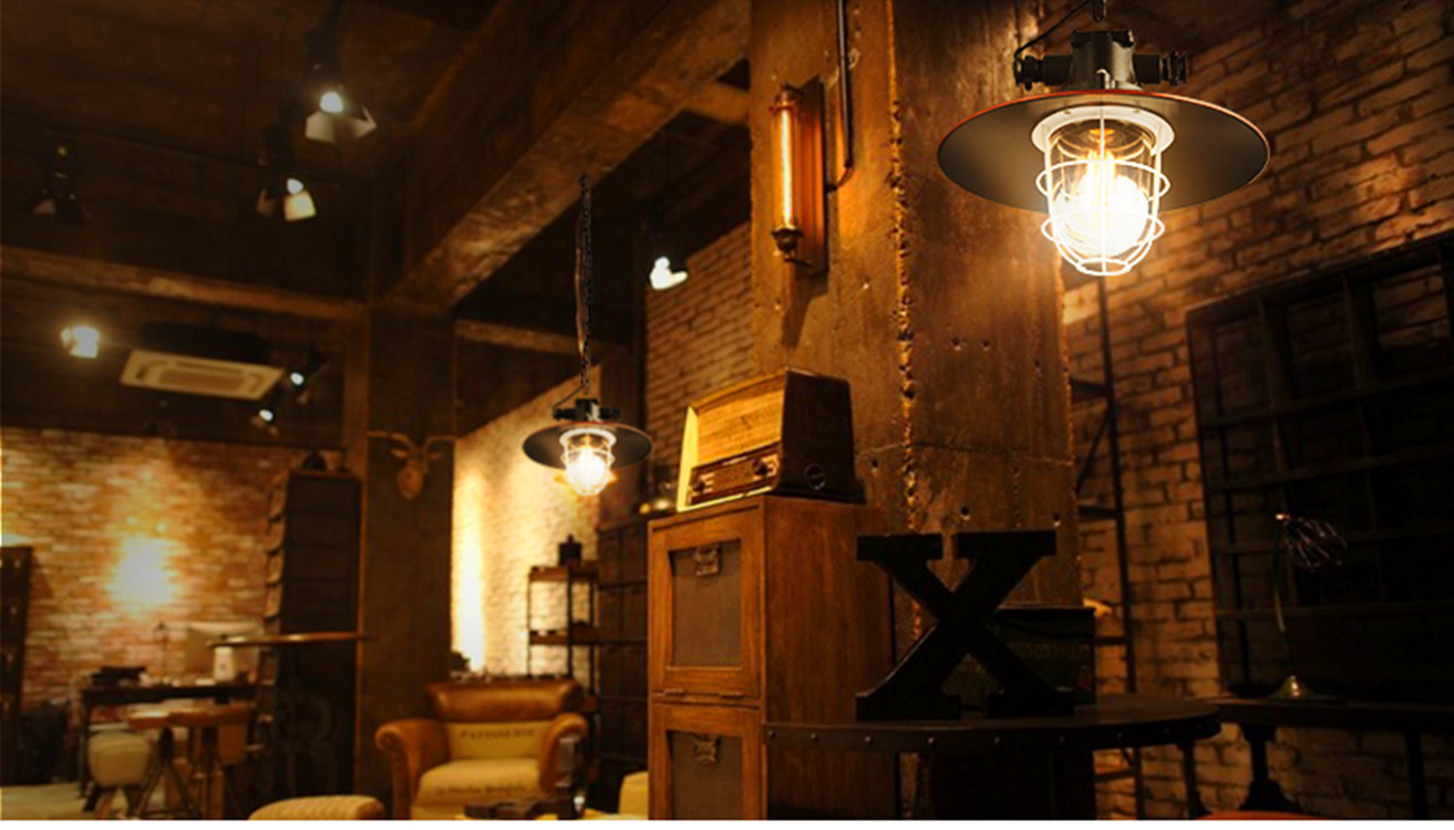 复古工业风酒吧台吊灯loft创意餐厅咖啡馆网咖铁艺古铜锅盖吊灯