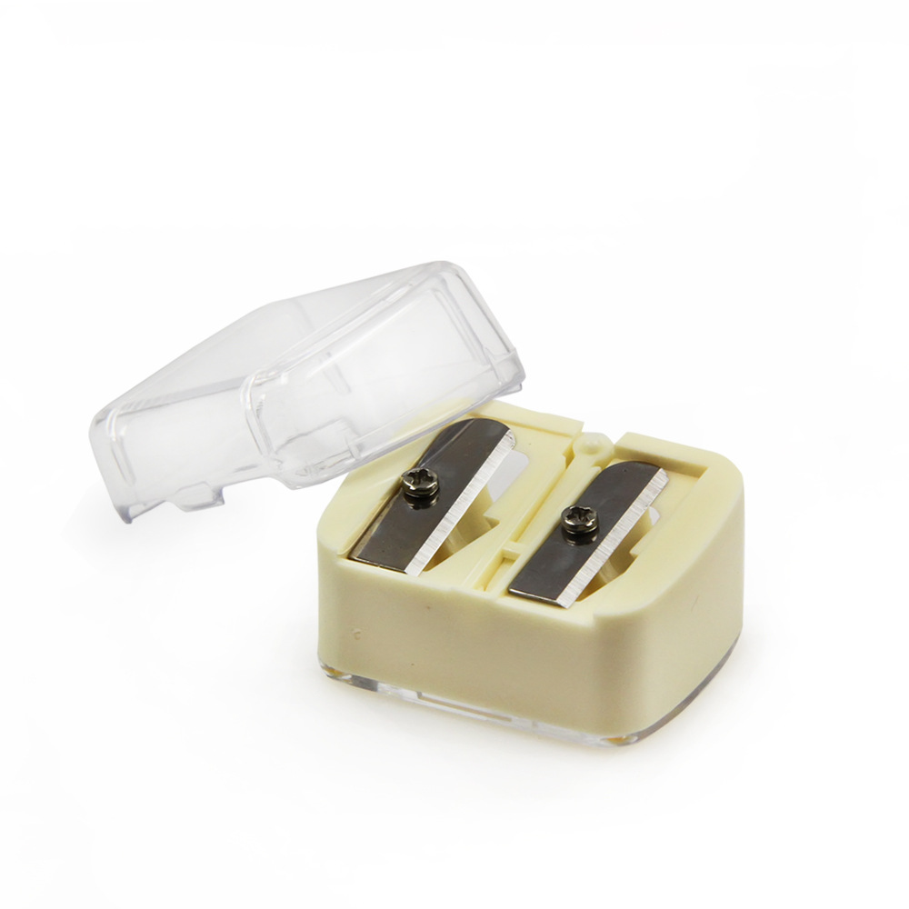 佐兰双孔化妆笔专用卷笔刀大小双孔手动带盖塑料唇笔笔刨转笔刀