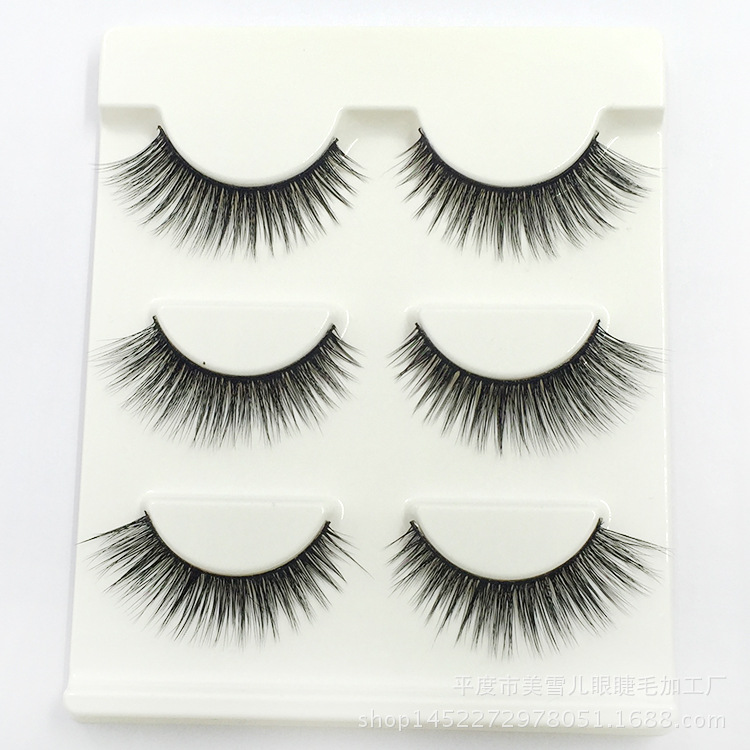 3d-10 Three Pairs of Eye Tail Pull Long False Eyelashes Fashion Nude Makeup 3D Handmade Eyelash Factory Supply