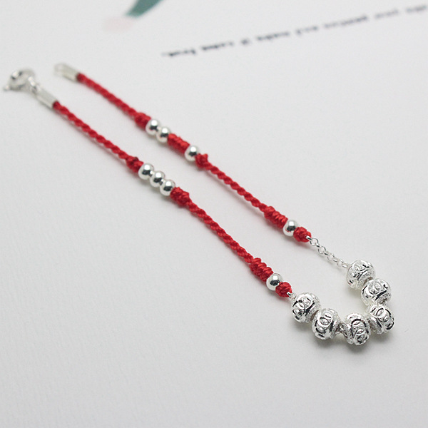 s925纯银路路通66大顺转运珠红绳手链女款-阿里巴巴