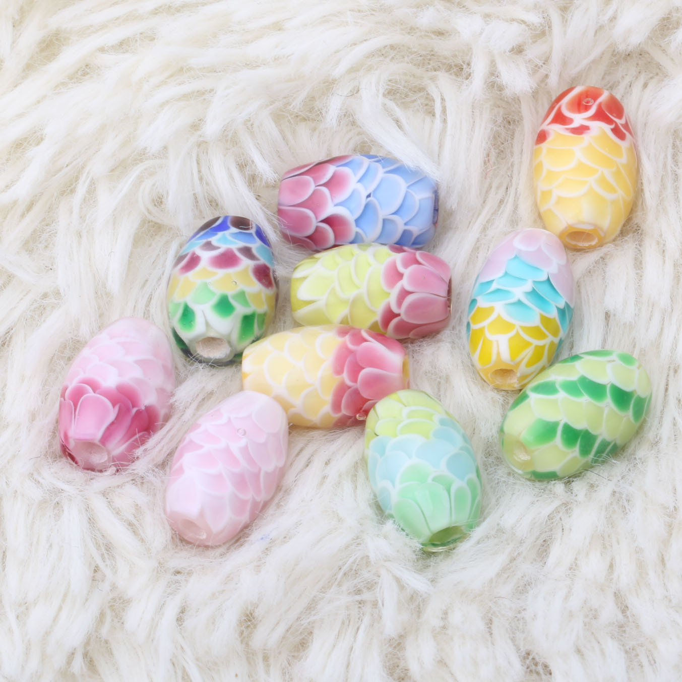 rs541山水名物日式琉璃珠 转花鱼鳞珠