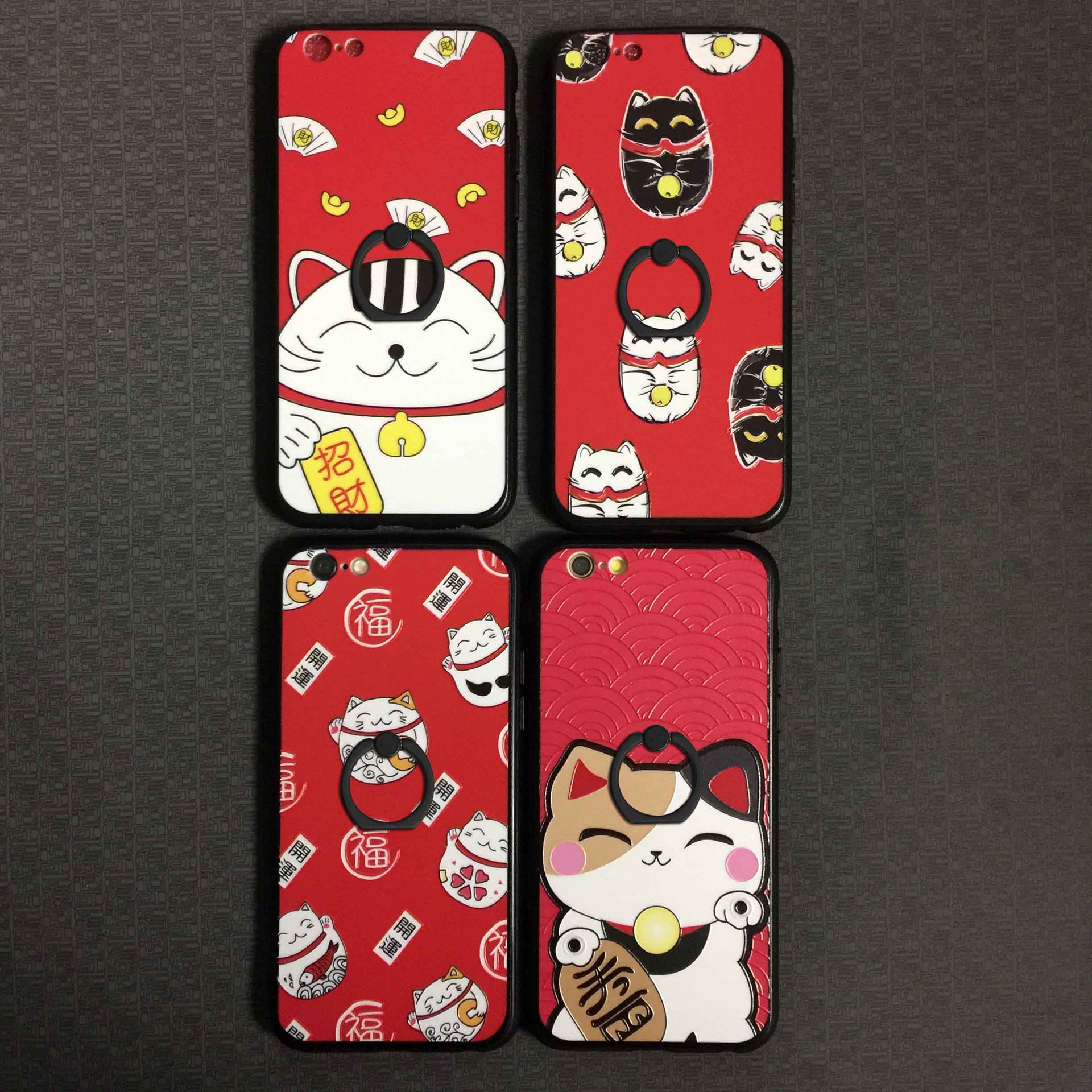 新款招财猫苹果iphone7支架指环手机