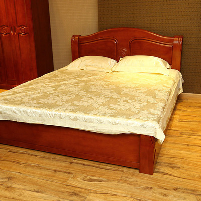 8m批发橡木双人床1.5m橡木大床 海棠色卧室床铺可定制