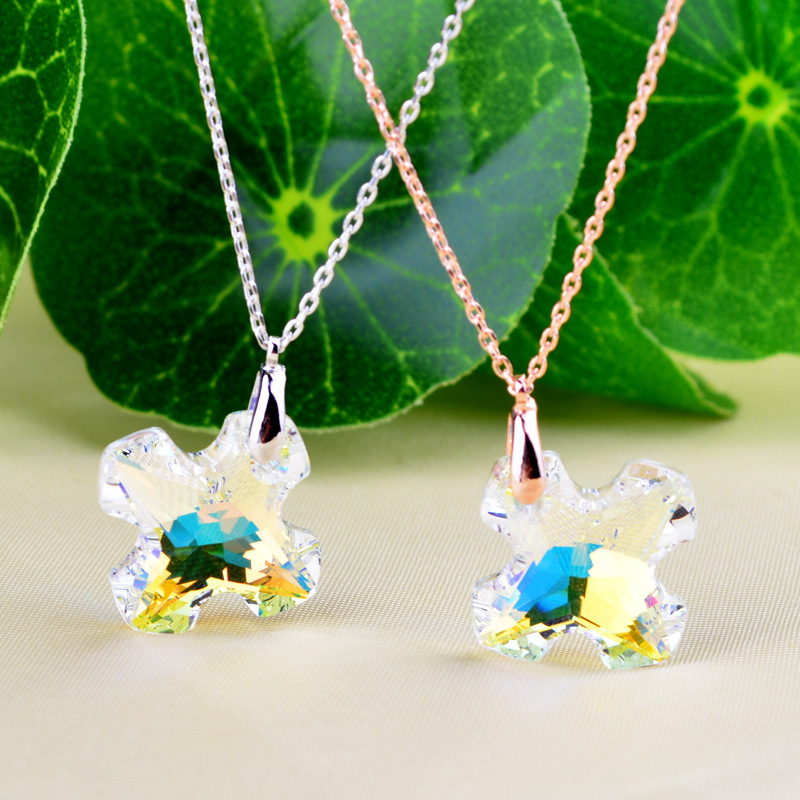 赛雅正品 时尚韩版五彩水晶吊坠项链批发 高端女士锁骨链 新品