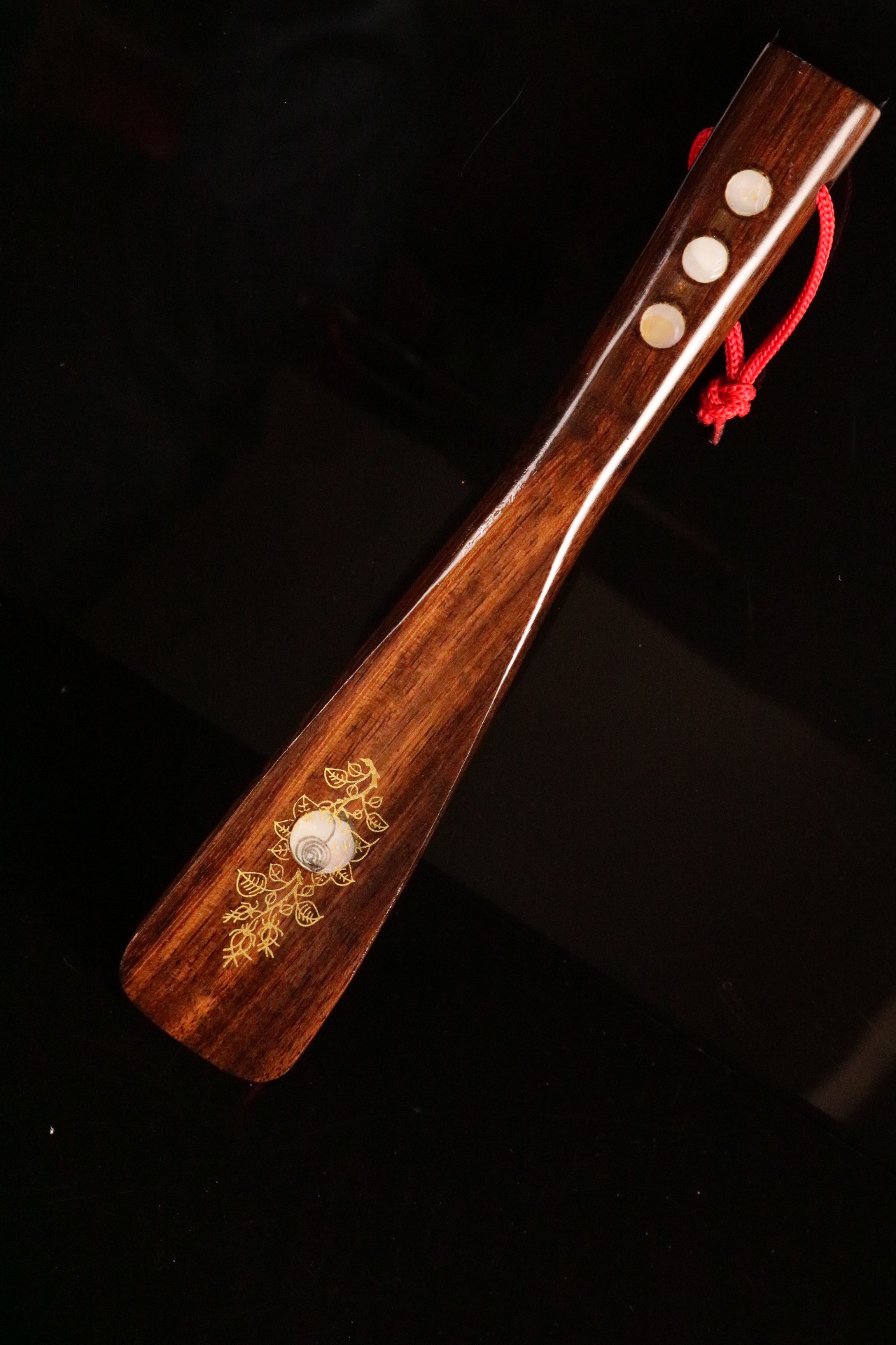 越南红木鞋拔子 天然木质手工鞋拔 鸡翅木鞋拔子 22短款印花鞋拔