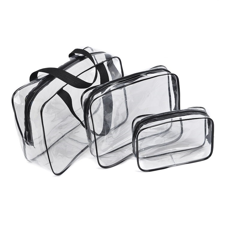 Waterproof Pvc Cosmetic Bag Multifunction Storage Bag Storage Bag Transparent Environmentally Friendly Pvc Three-Piece Women's Wash Bag