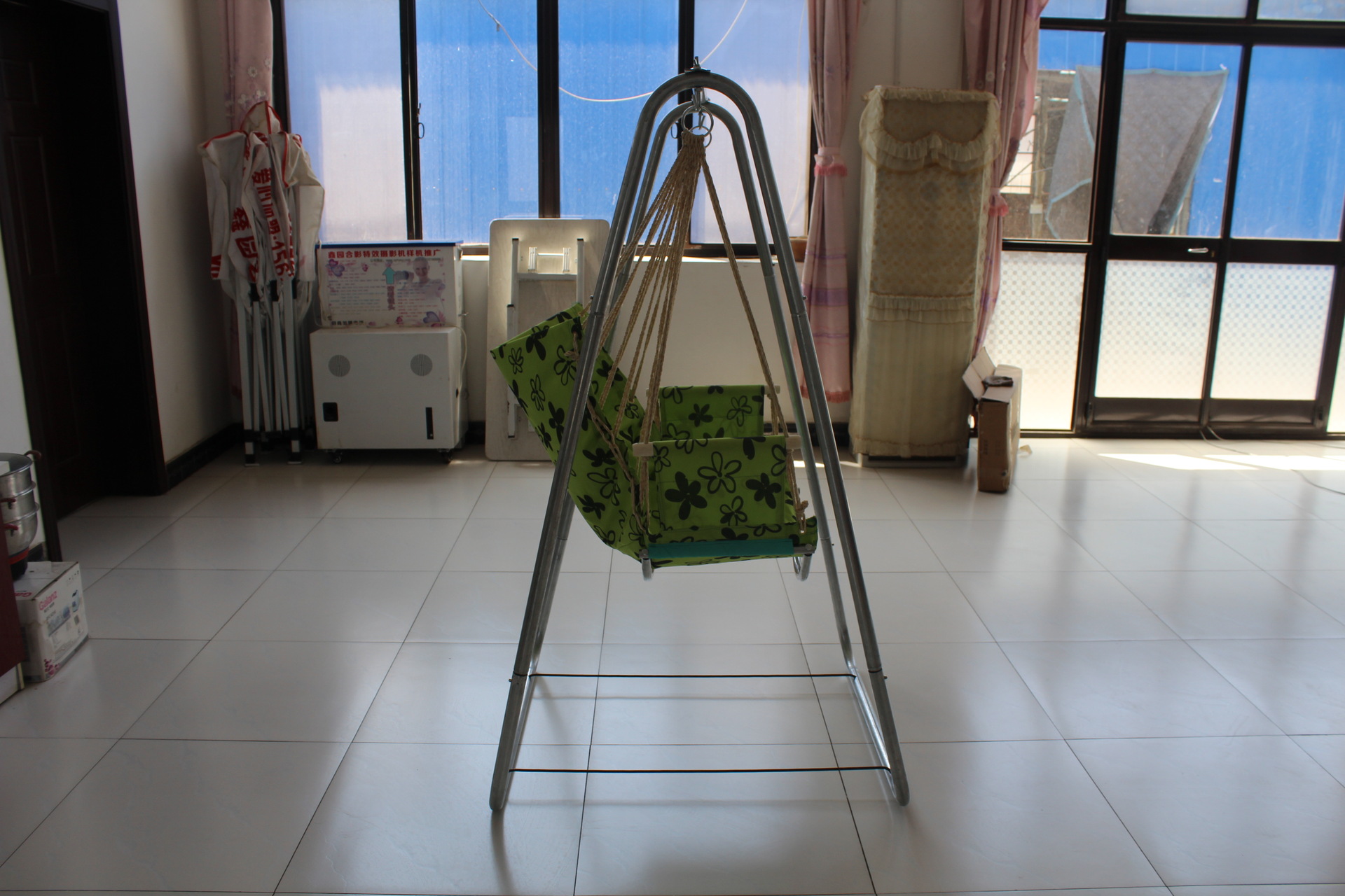 加粗加厚钢管支架家用室内外阳台吊椅摇椅 单人户外**秋千吊.