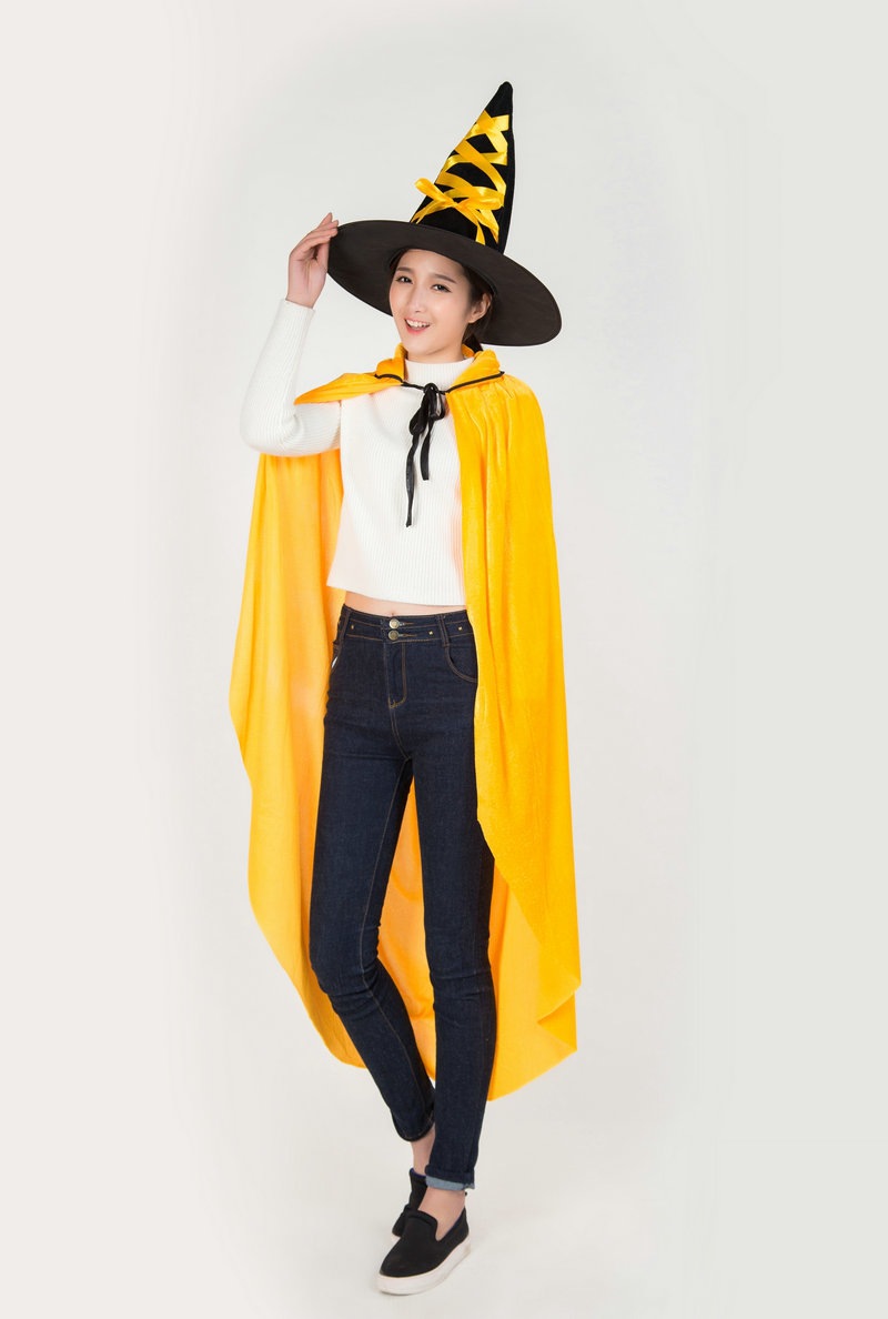 万圣节化妆舞会服装成人 金色披风公主斗篷演出服饰女士表演服装