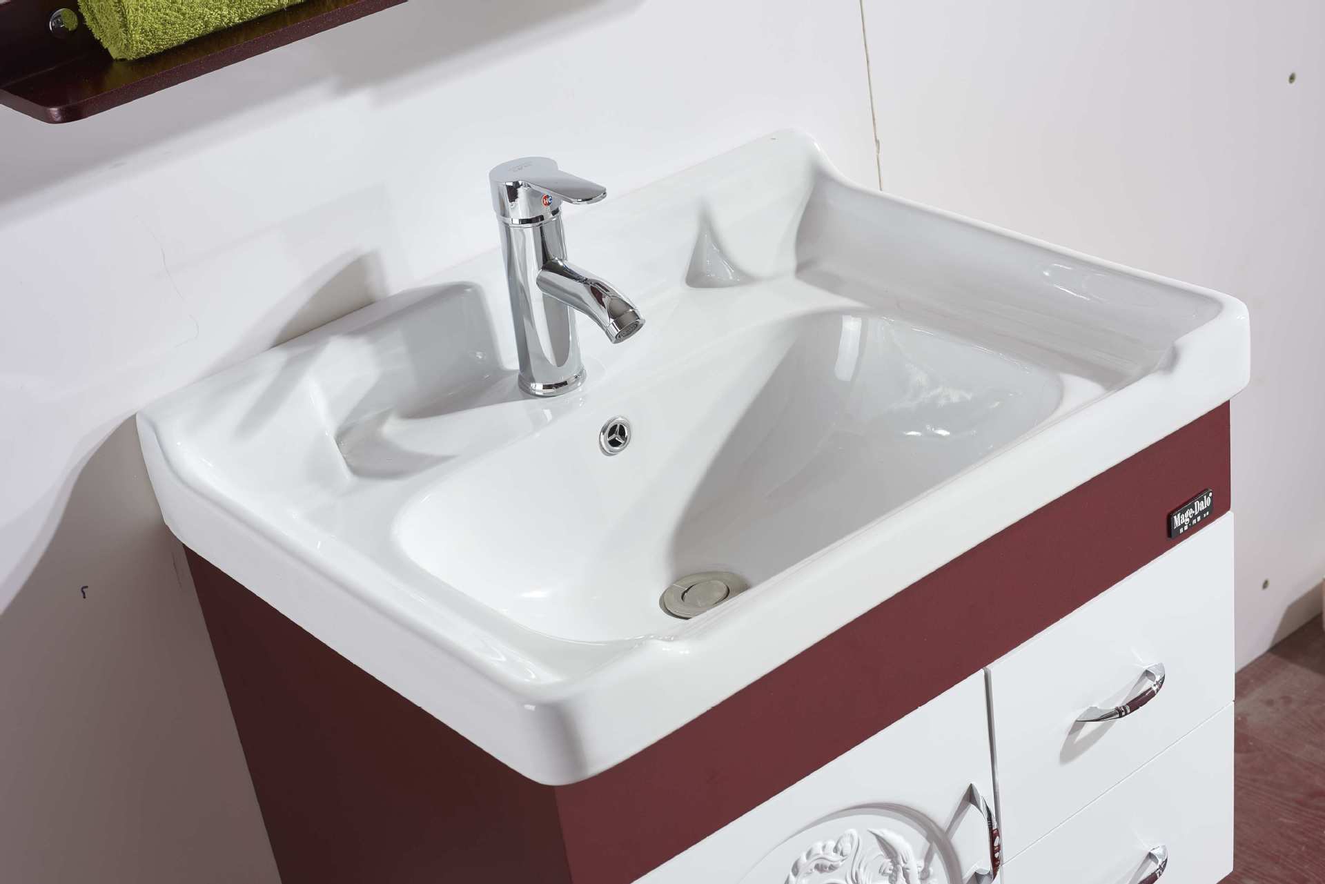 简约时尚pvc陶瓷盆60公分浴室柜洗脸盆洗手台卫浴柜组合