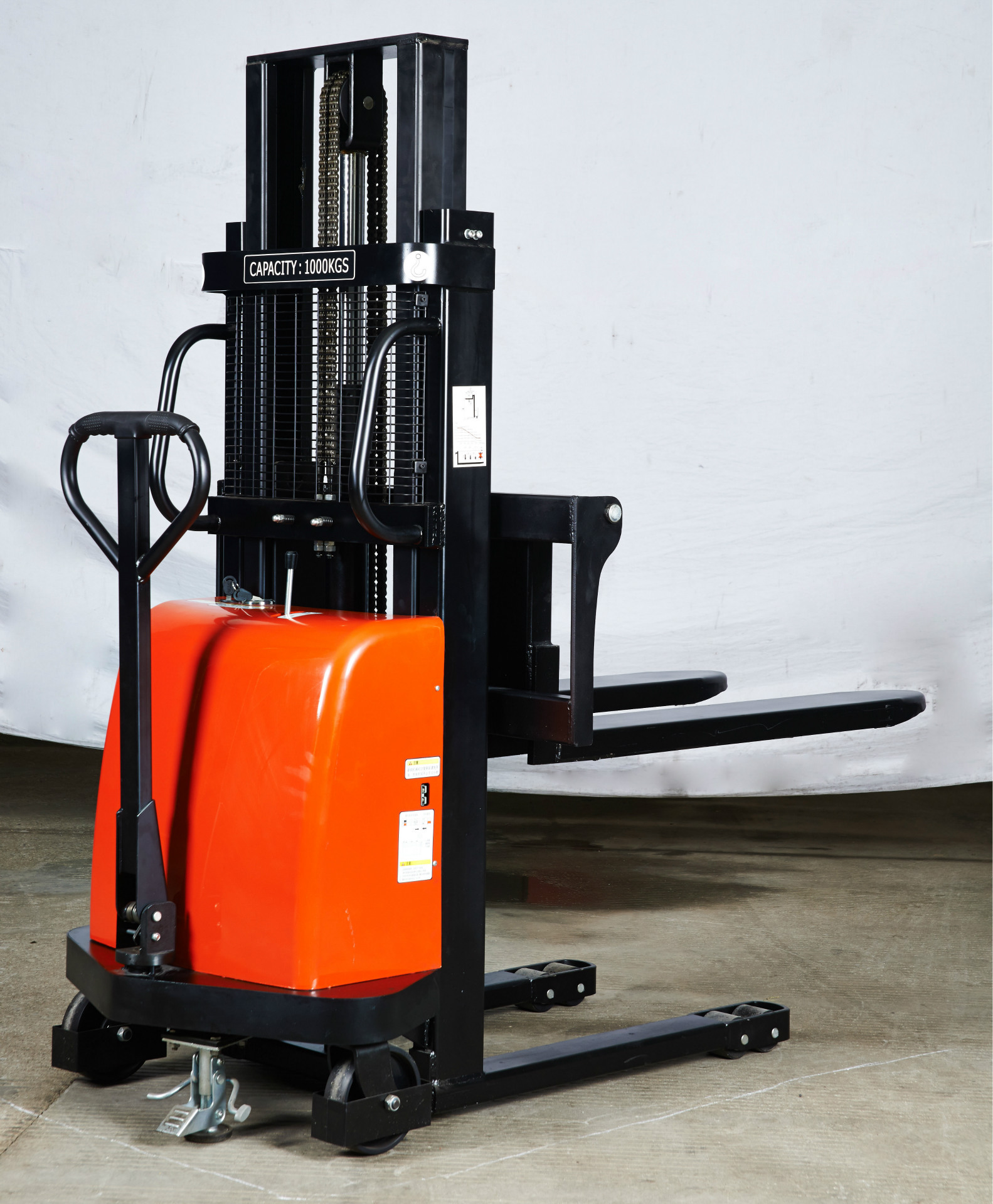 半自动堆高车 手动液压搬运堆高叉车 1.5t/2吨半电动堆高车价格