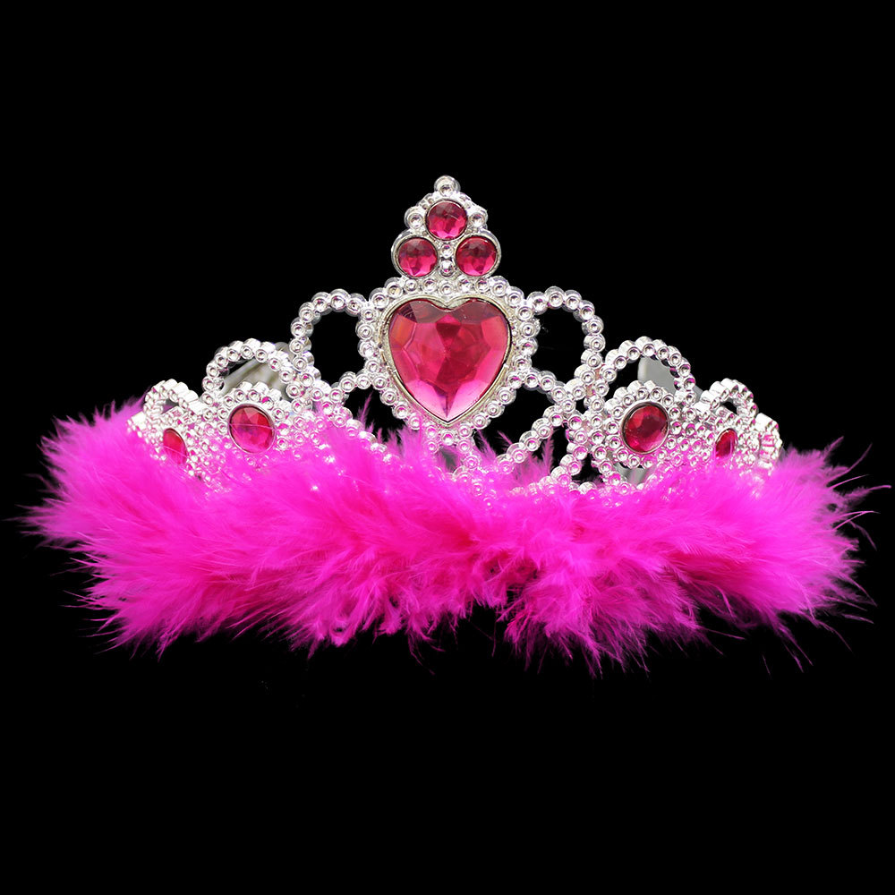 羽毛公主皇冠儿童塑料皇冠狂欢舞会皇冠欧美流行