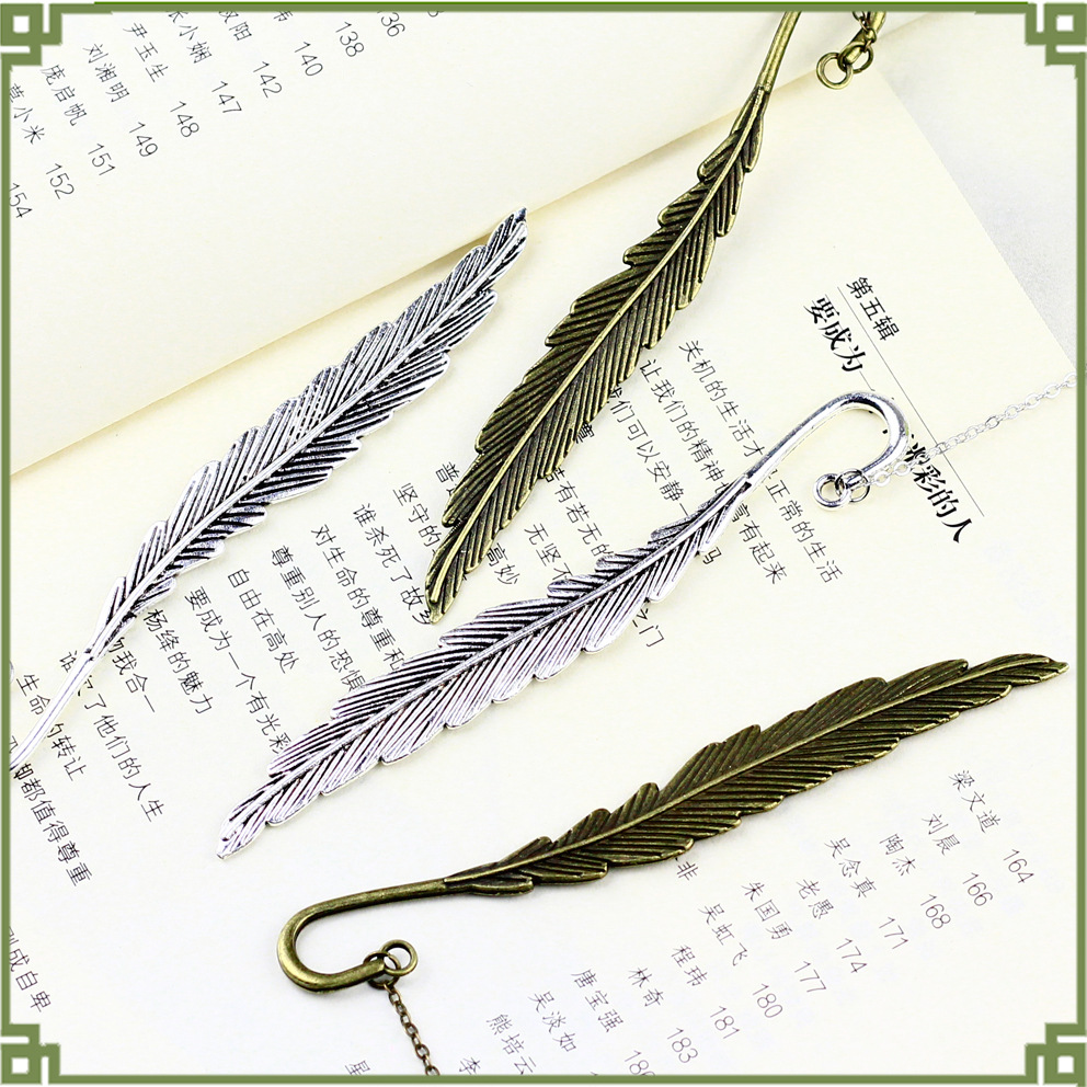 蝉之翼外贸金属羽毛书签古风创意复古中国风古典礼品学生用礼盒装