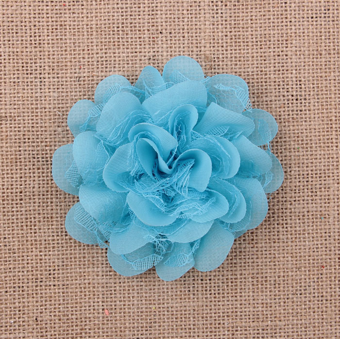 批发外贸热卖双层网纱布花15色儿童头花服饰配件草帽花鞋花