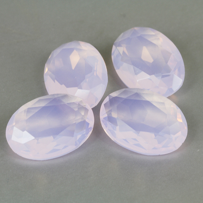 彩色玻璃宝石梨形欧泊蛋白粉平底玻璃石 圆形裸石批发diy饰品定制