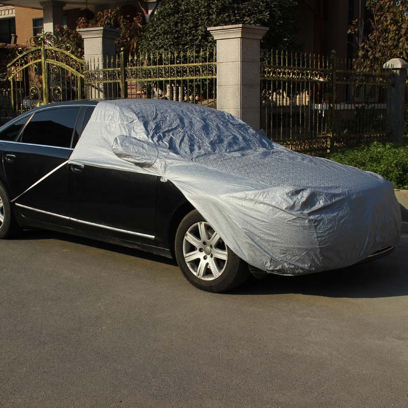 跨境汽车玻璃防雨防尘罩引擎盖罩车用遮阳罩汽车防晒罩半身车衣